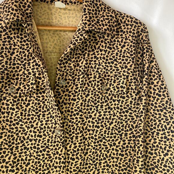 McCalls| Women's vintage y2k leopard button up collared jacket - Picture 3 of 16
